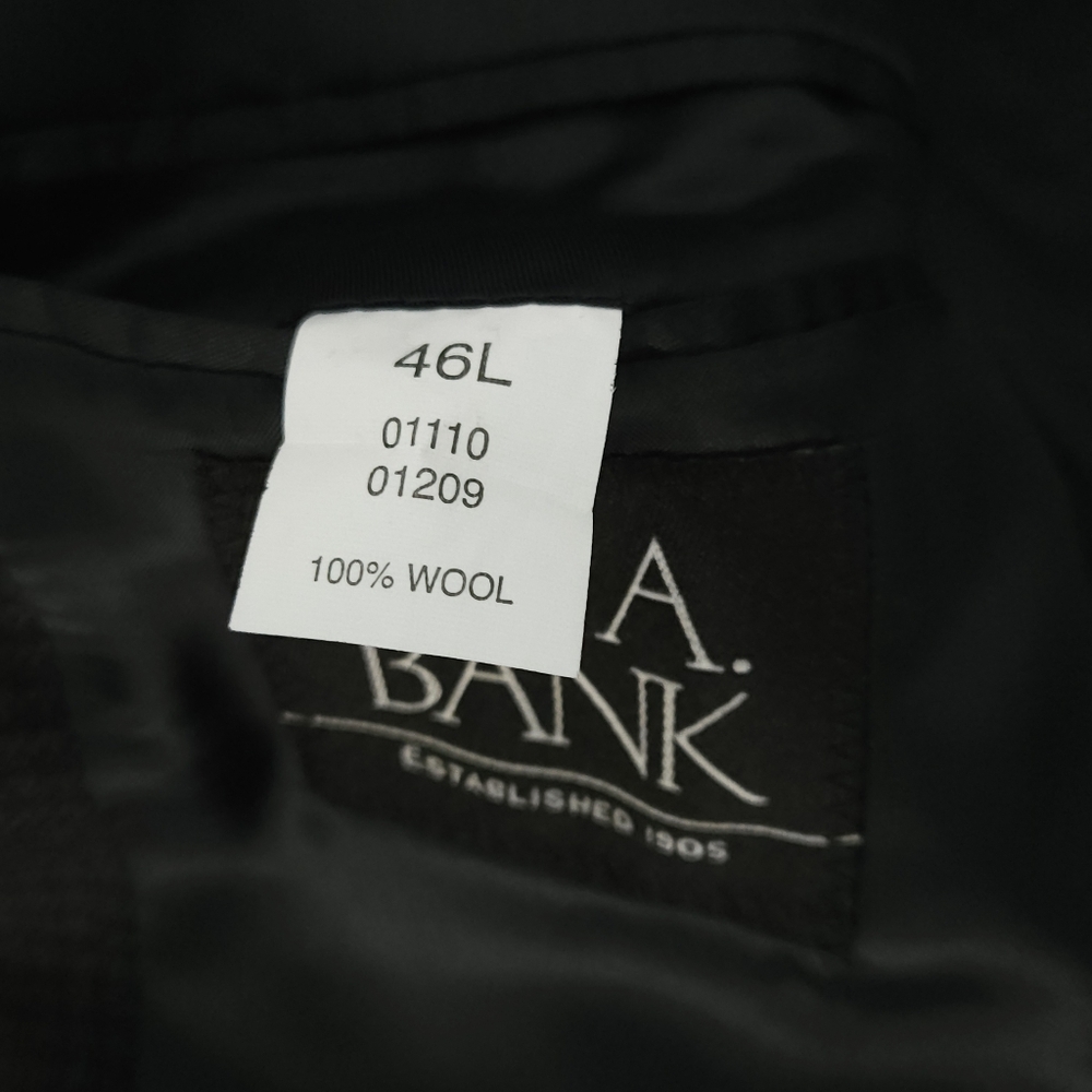 Jos A Bank Mens 46L Black 100% Wool Two Button Blazer Sport Coat Quiet Luxury - Picture 7 of 13